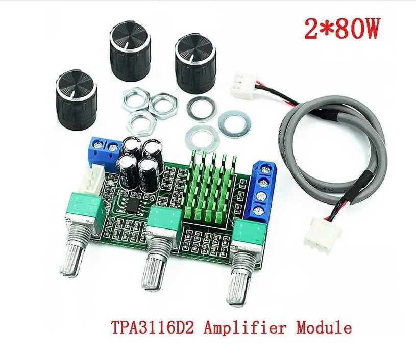 Кастомный мини-усилитель TPA3116D2 (2x80W) с тембрблоком + БП Asus 90W