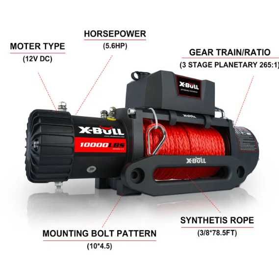 Troliu Excalibur Winch 13500lbs (12V cablu sintetic 25m NOU,Factura