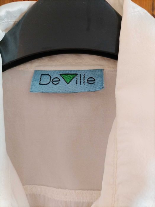Camasa DeVille, din matase, vintage, mar M, de culoare alba, in stare exceptionala