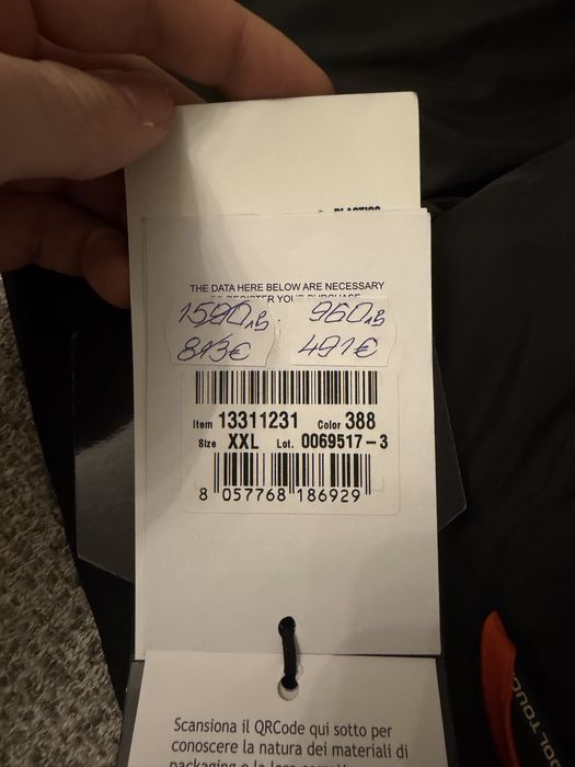 Paul & Shark Typhoon 20000 яке оригинал RE-Goose Down черно и оранжево