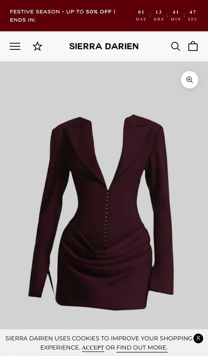 Официална рокля тип сако с дълбоко деколте.