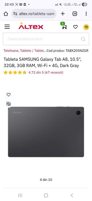 Tableta Samsung A8