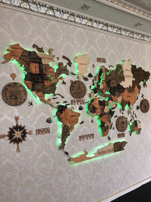 Uy va ofisingizni , 3D dunyo xaritasi bilan bezang