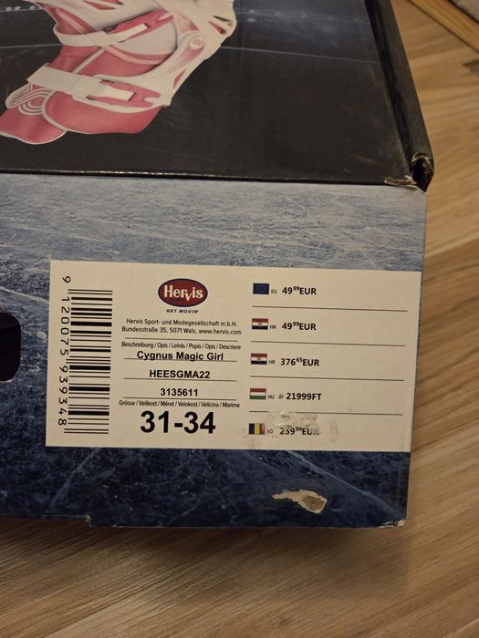 Patine gheata copii Cygnus Magic Girl 31-34 alb-roz