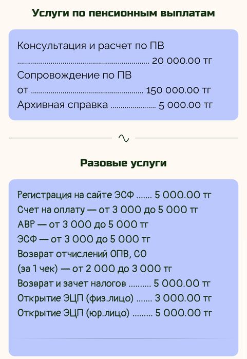 Услуги бухгалтера. Сдача отчета. Пенсия. Декрет.