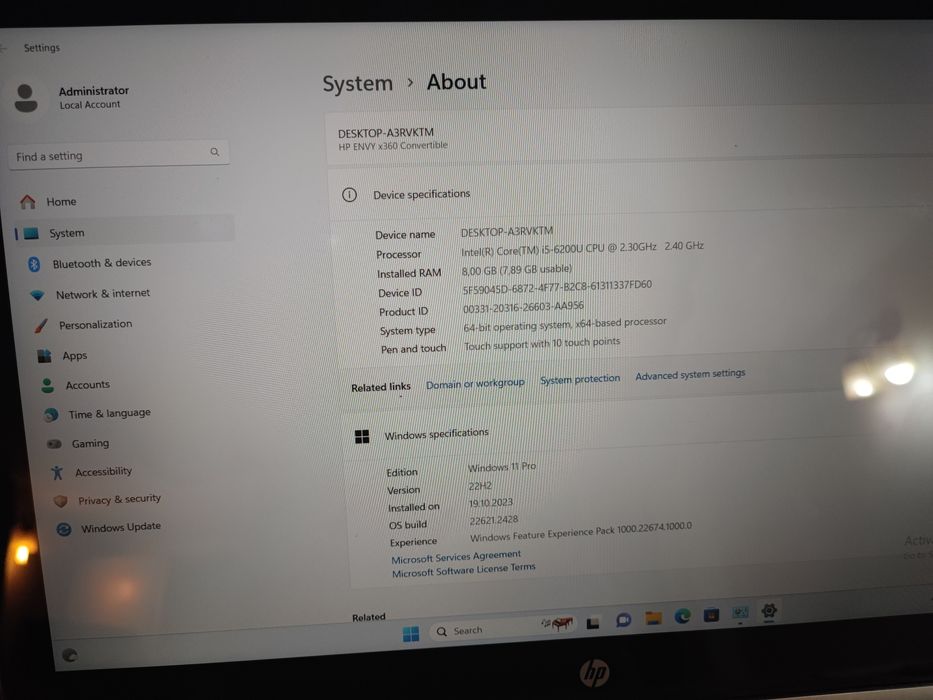 Laptop HP I5 ENVY x360 touch SSD 128 HDD 1TB 8 GB RAM Windows 11 PRO ofer factura si garantie