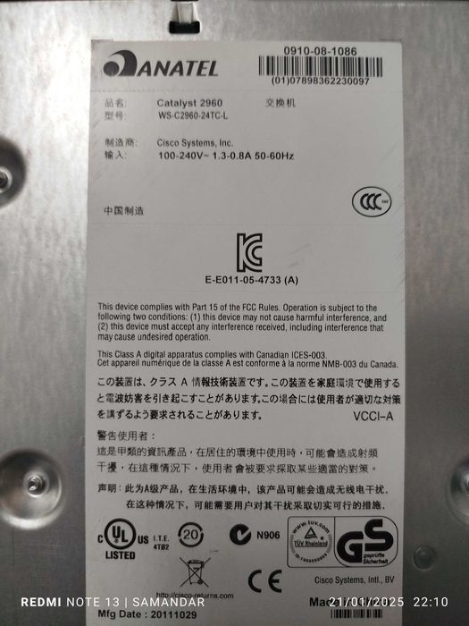 Коммутатор Cisco Catalyst WS-C2960-24TC-L