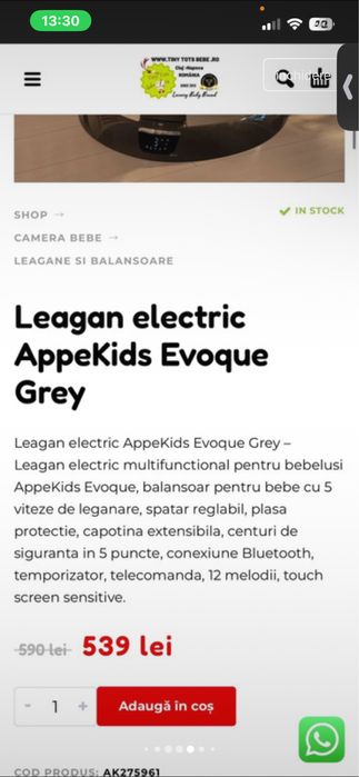Vand balansoare electric perfect pentru relaxarea lui bebe si calmarea