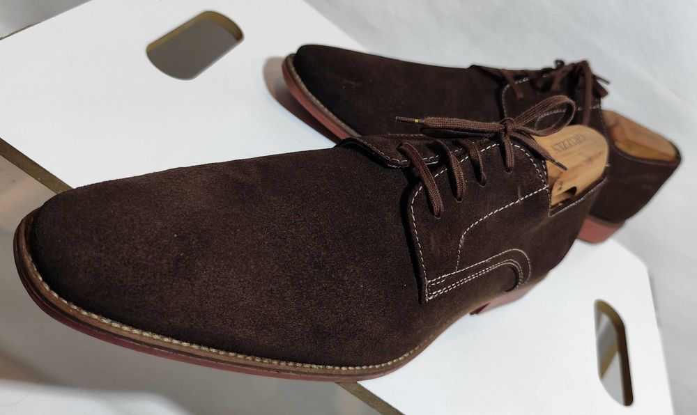 Pantofi derby 42.5 43 plain toe suede Lavoratione Artigianale piele