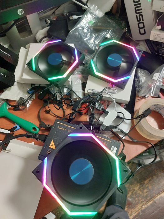 Set de 3 ventilatoare argb 120mm Asiahorse Nyota negre,normale nu rev!