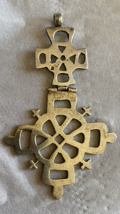 Medalion cruce crestin ortodoxa etiopiana din argint.