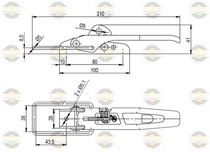 Замок бортовой с пластиной