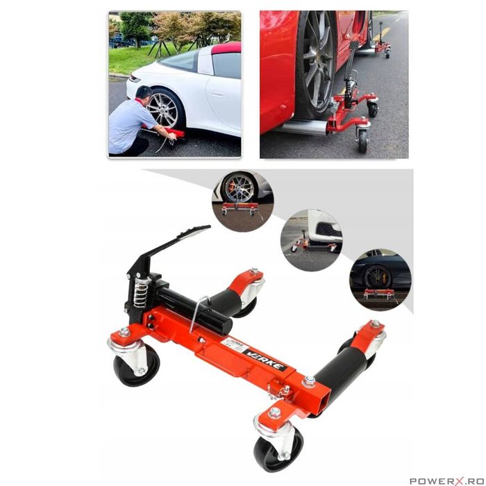 Carucior cu role extensibile 300-500 mm, 9''', pentru transport masini