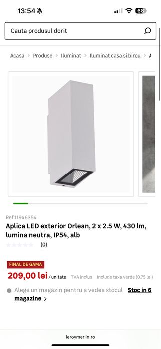 Vand aplica led exterior lumina neutra