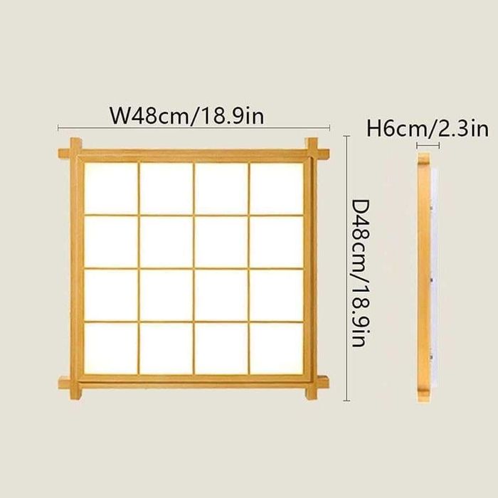 Дървен полилей ЛЕД LED, японски стил, квадратна, дистанционно 215 216