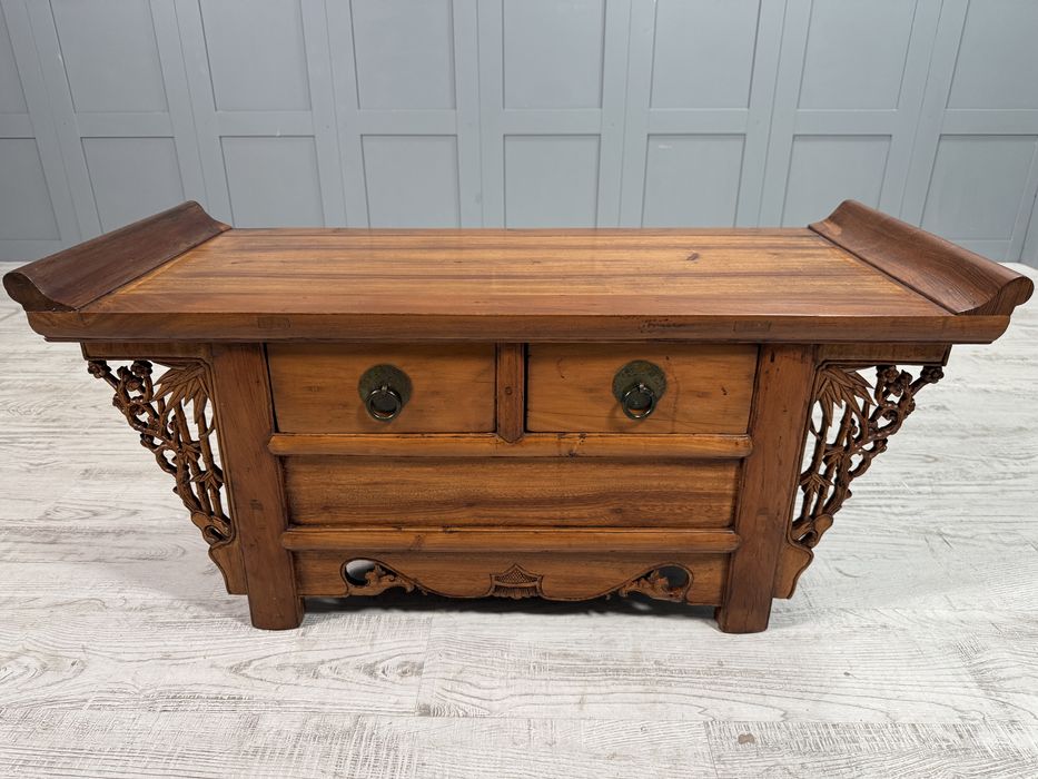 Китайски, конзолен шкаф, масив, дърворезба Д1044