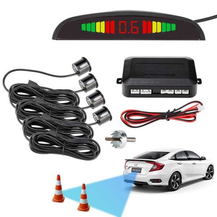 Парктроник Сив с 4 датчика, LCD дисплей и звукова сигнализация*