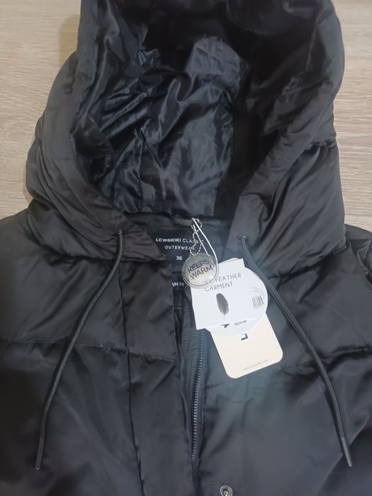 Дамско ново зимно яке с гъши пух черно размер S