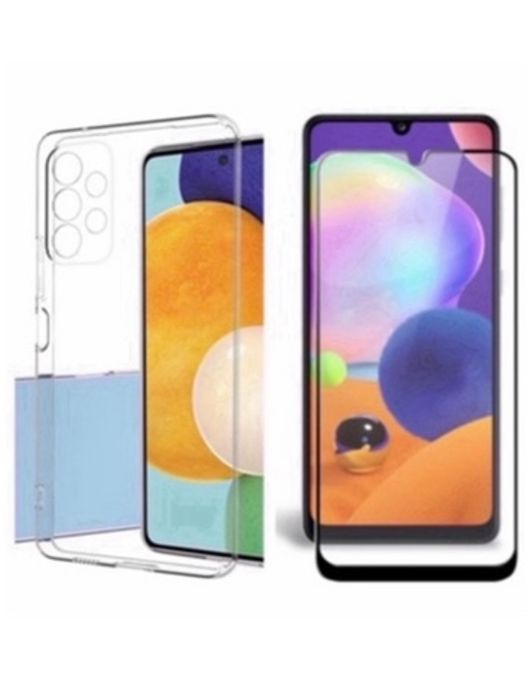 Samsung A12/A13/A15/A16/A24 Husa Silicon Clara/Neagra + Folie Sticla
