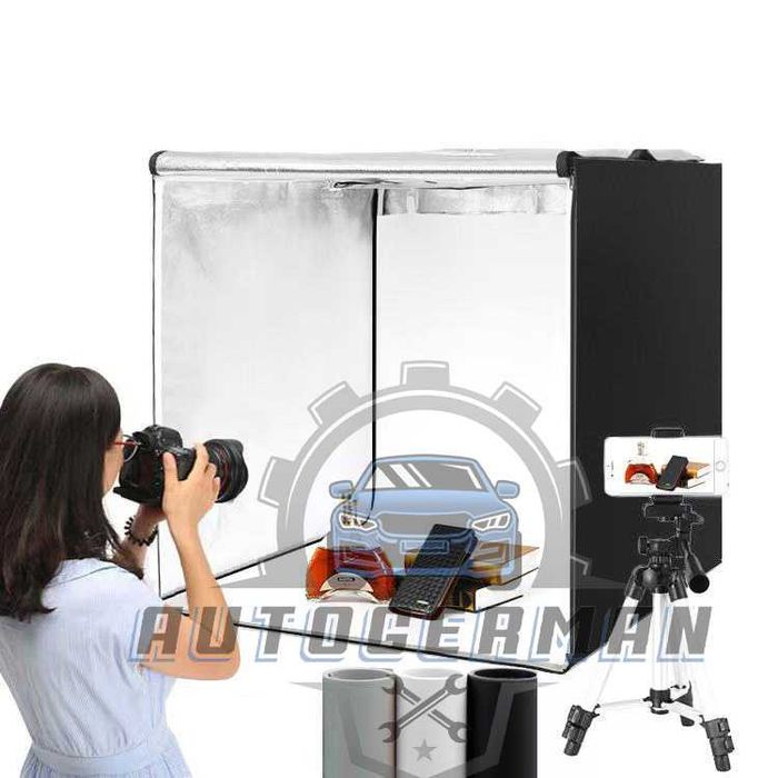 фото кутия  120см фотобокс комплект с осветление 4 фона аксесоари