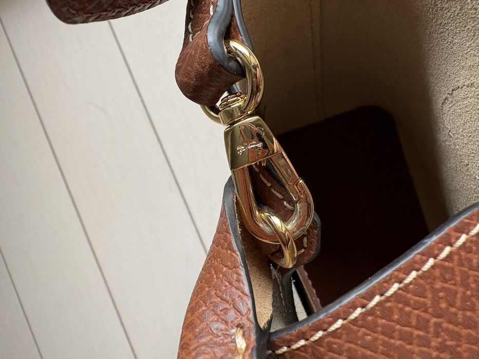 Longchamp Le Pliage, оригинална кожена чанта
