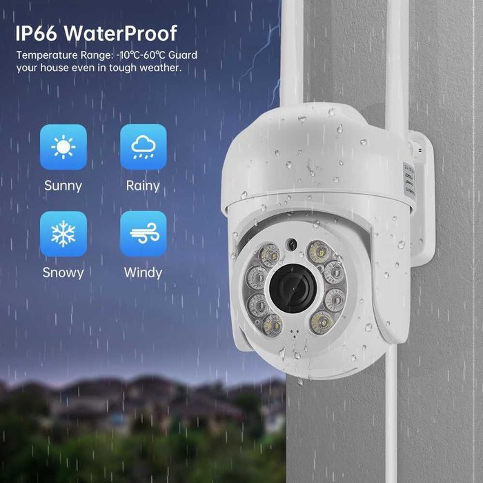 Camera tripla wifi, 16 mp,  10X, 4K, PTZ, waterproof, vedere nocturna color, IP66, detectare si urmarire umana, ONVIF, NVR          3 Review-uri