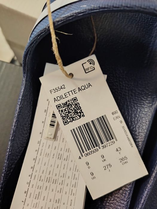 Чехли джапанки Adidas adilette Aqua F35543 Унисекс 42, 43, 44 1/2 черни и сини