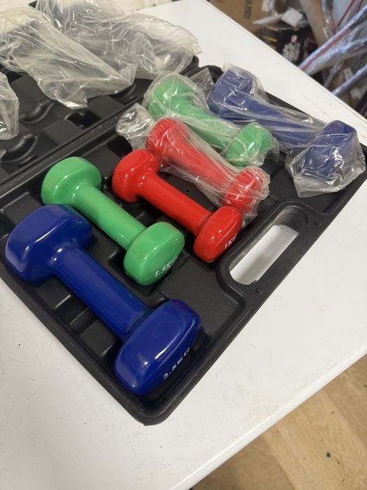 Set gantere cu geanta de transport noi 2x2,5 kg+2x1,5 kg+2x1 kg