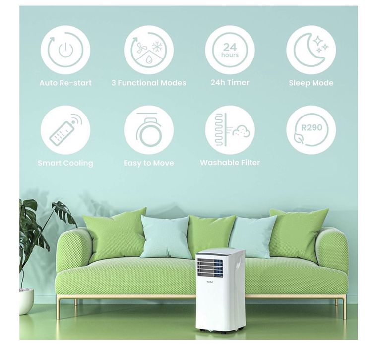 Aparat de aer condiționat mobil Comfee MPPH-07CRN7, 7.000 BTU, 2,0 kW, Răcire, Ventilare și Dezumidificare, Dimensiune cameră până la 68 m³ (25 m²),
