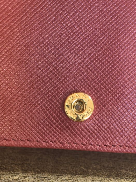 Prada Small Card Case Wallet Red Saffiano