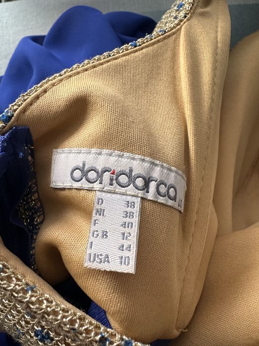 Rochie lunga albastru cu auriu