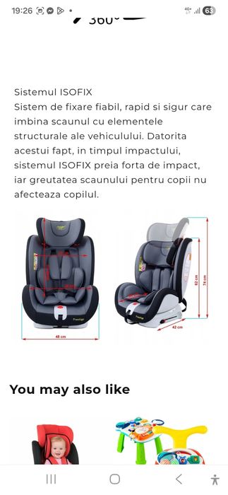 Scaun auto copii 0-36 kg