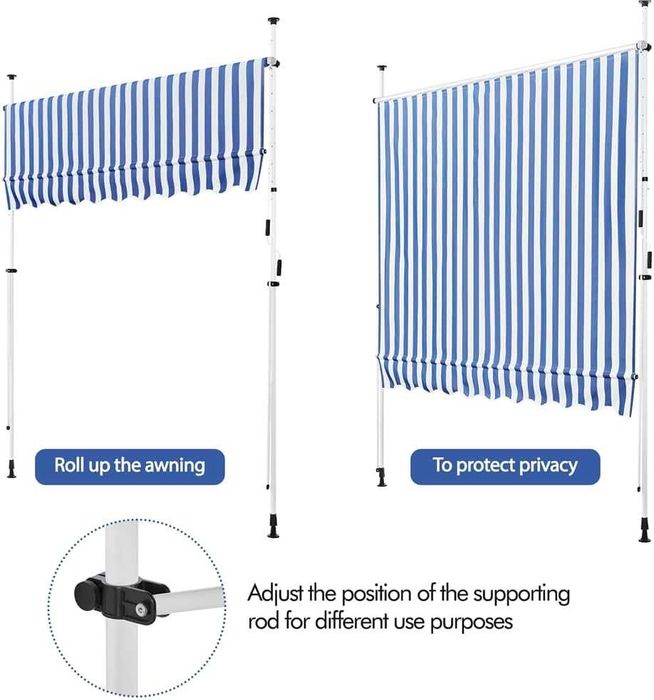 Copertina de balcon cu manivela retractabila, 250cm