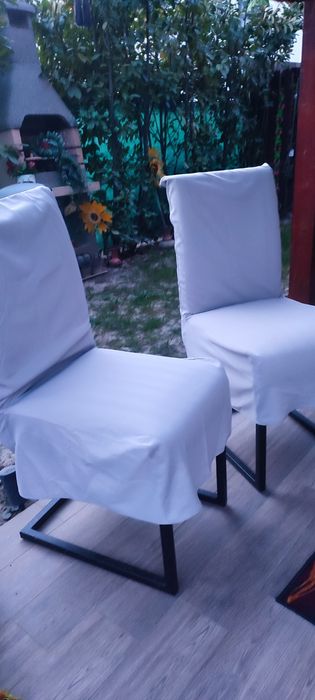 Set 6 huse scaune, universale, gri antracit, noi, benzi elastice