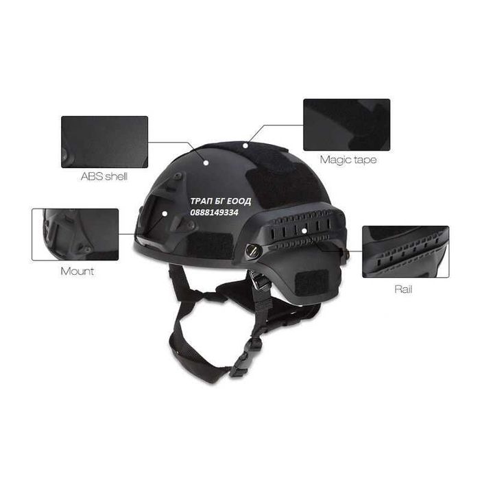 Еърсофт Каска с велкро за пачове Airsoft