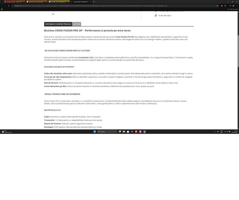 Vand / Schimb bicicleta 29 cross fusion pro ( xl ) PC Gaming Casti ETC