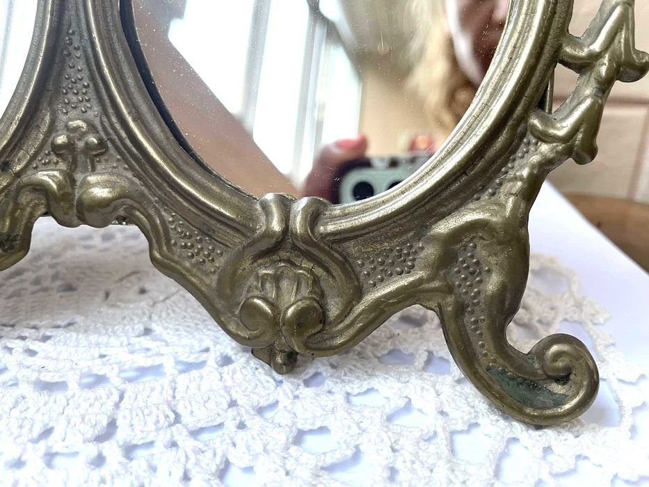 Красиво месингово двойно огледало на стойка от Англия