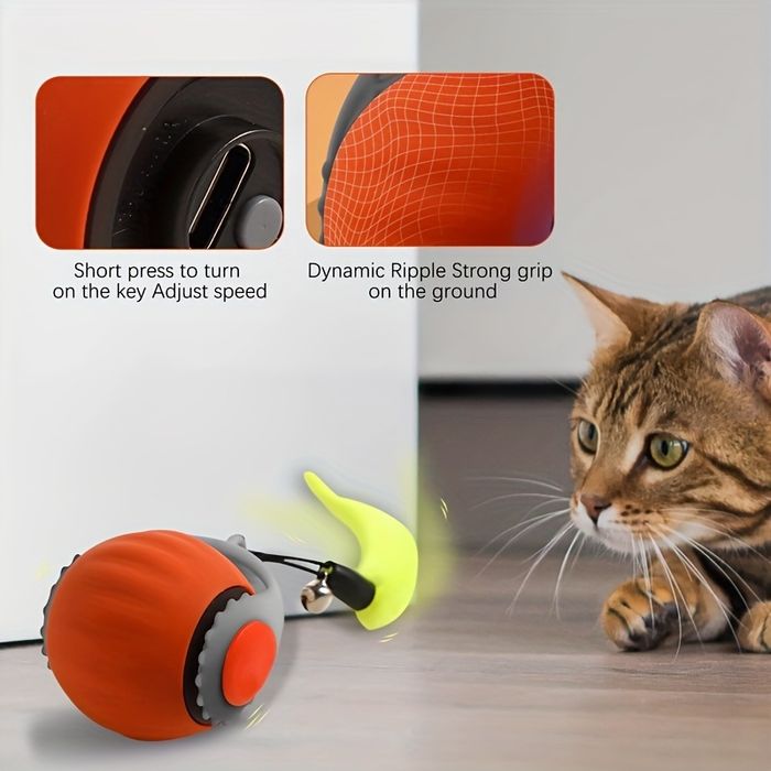 Автоматична играчка топка за котки с опашка