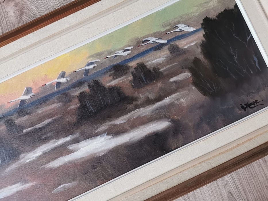 Антикварна картина живопис масло на платно авторска подписана в рамка