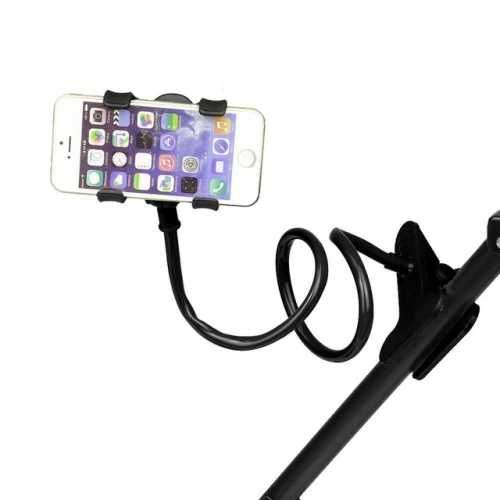Гъвкава стойка за телефон с дълго рамо и щипка за захващане