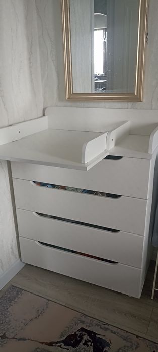 Комод белый, 2в1+стол для пеленания, камод, кроватка, люлька, коляска,