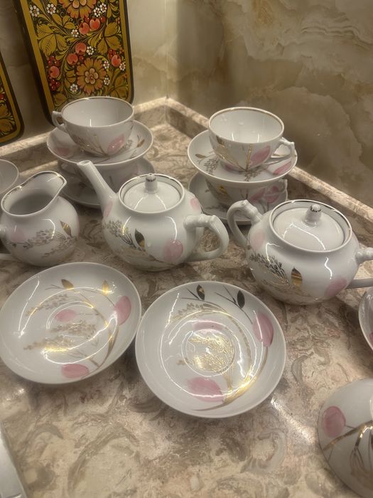 Сервиз Дулево « золотая ветка мимозы».