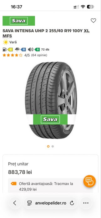Set 4x SAVA Intensa UHP 2 255 40 R19 100Y – GOODYEAR – Germania – DOT 2021
