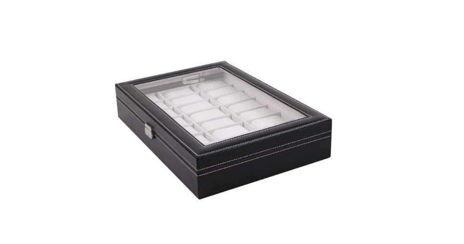 Cutie Pentru 6 / 10 / 12 /18 Ceasuri Piele Ecologica Capac Transparent