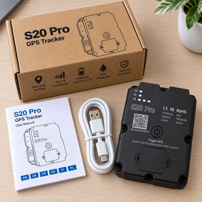 4G GPS тракер S20 Pro – 7500mAh за 30+ дни, включена предплатена СИМ за Европа и Турция, силен магнит