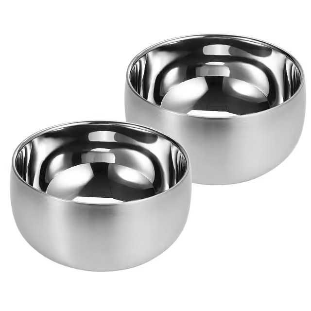 Bol izolant inox 500ml cu pereți dubli vid supă salată înghețată compatibil mașină de spălat vase – 2 buc