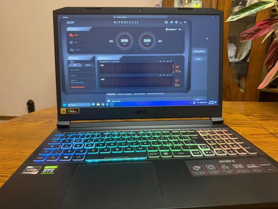 Продавам Acer Nitro 5 AN515-45 – Ryzen 9 5900HX / RTX 3080 / 32GB RAM / 1TB SSD / 144Hz