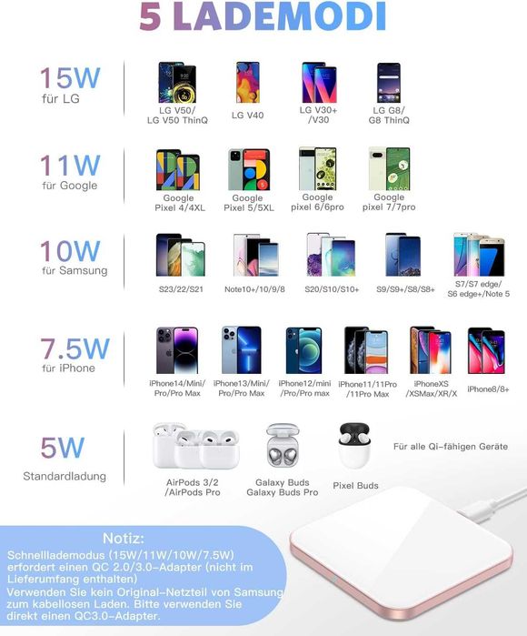 Încărcător wireless 15W