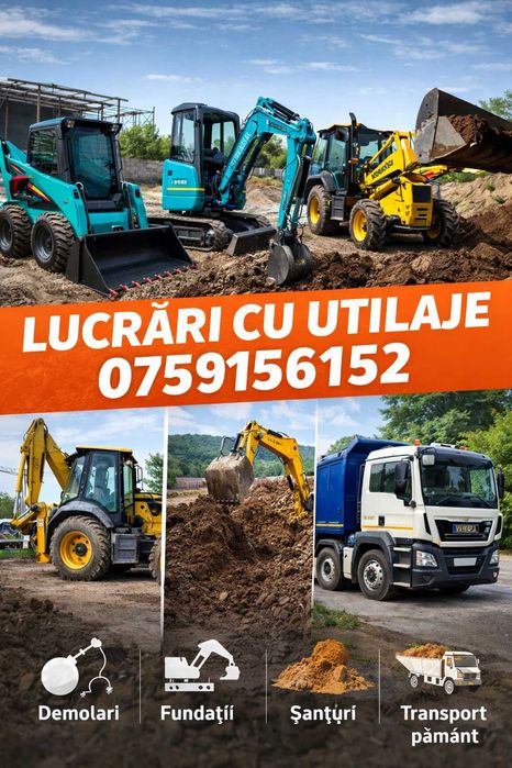 Lucrari Buldoexcavator • Miniexcavator • Bobcat • Basculantă