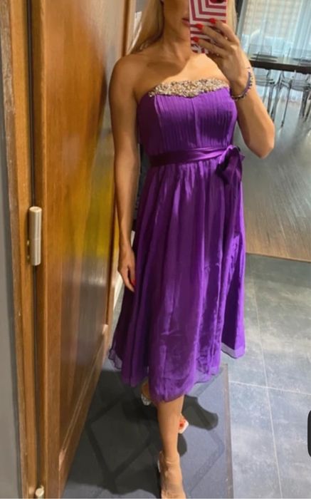Monsoon Rochie midi matase naturala mov